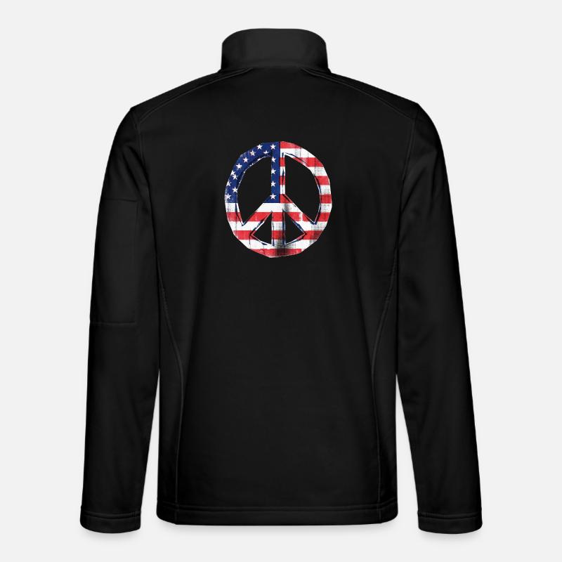 Peace USA Flag - Unisex Softshell Jacket - black