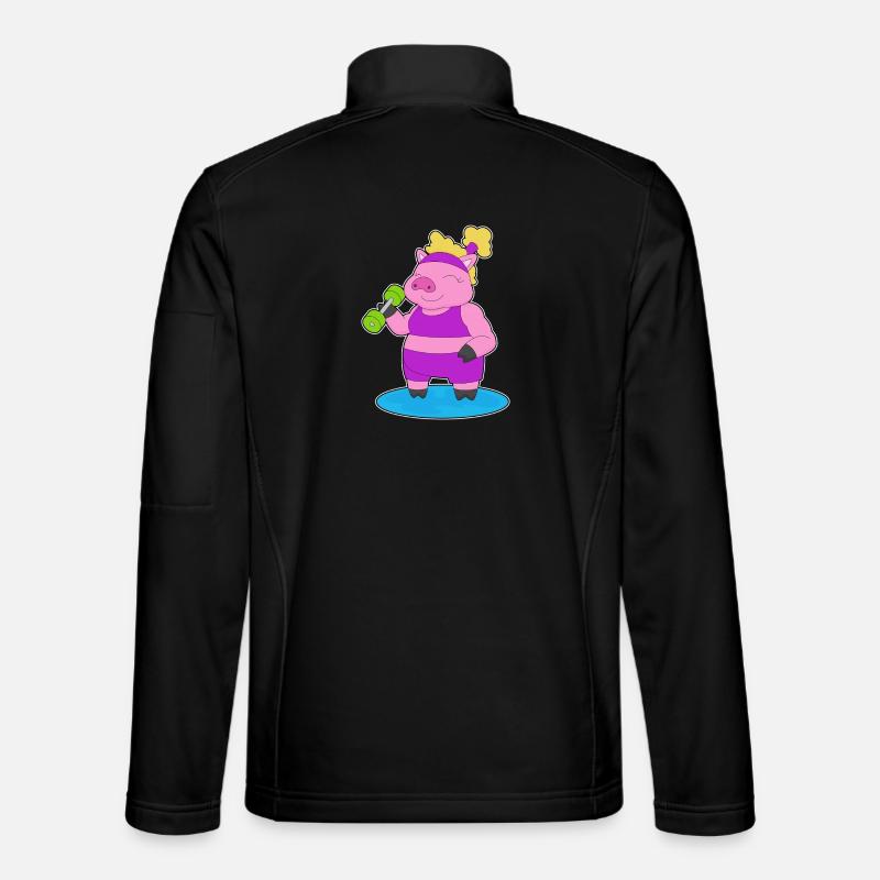 Bodybuilder cochon avec haltères - Veste en tissu softshell Unisexe - noir