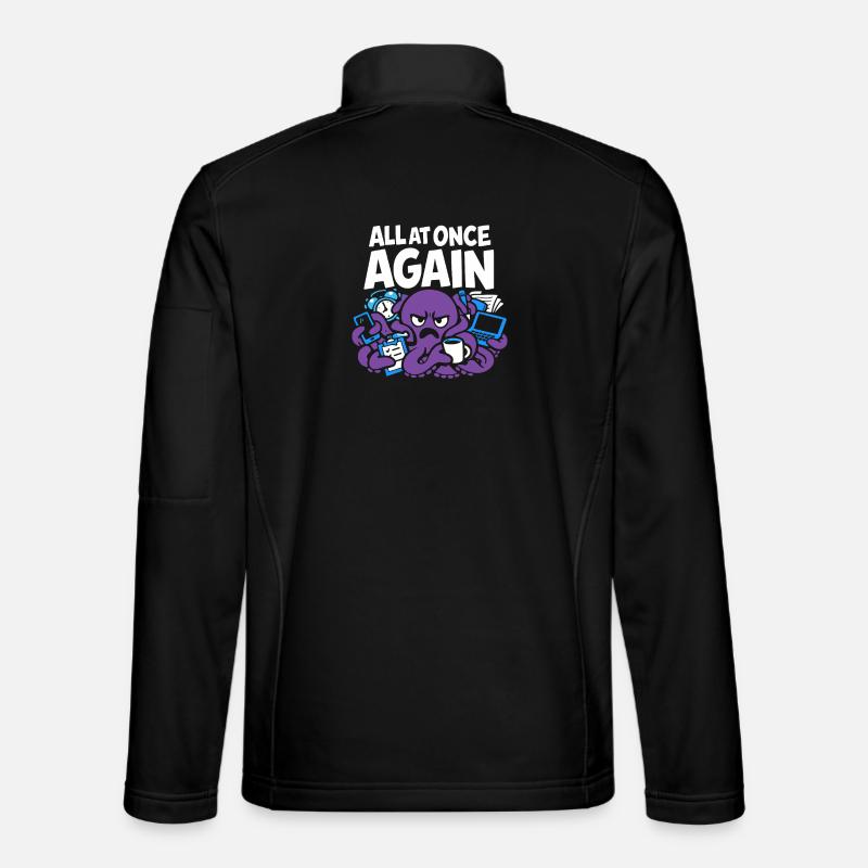Funny Octopus Overstimulated - Unisex Softshell Jacket - black