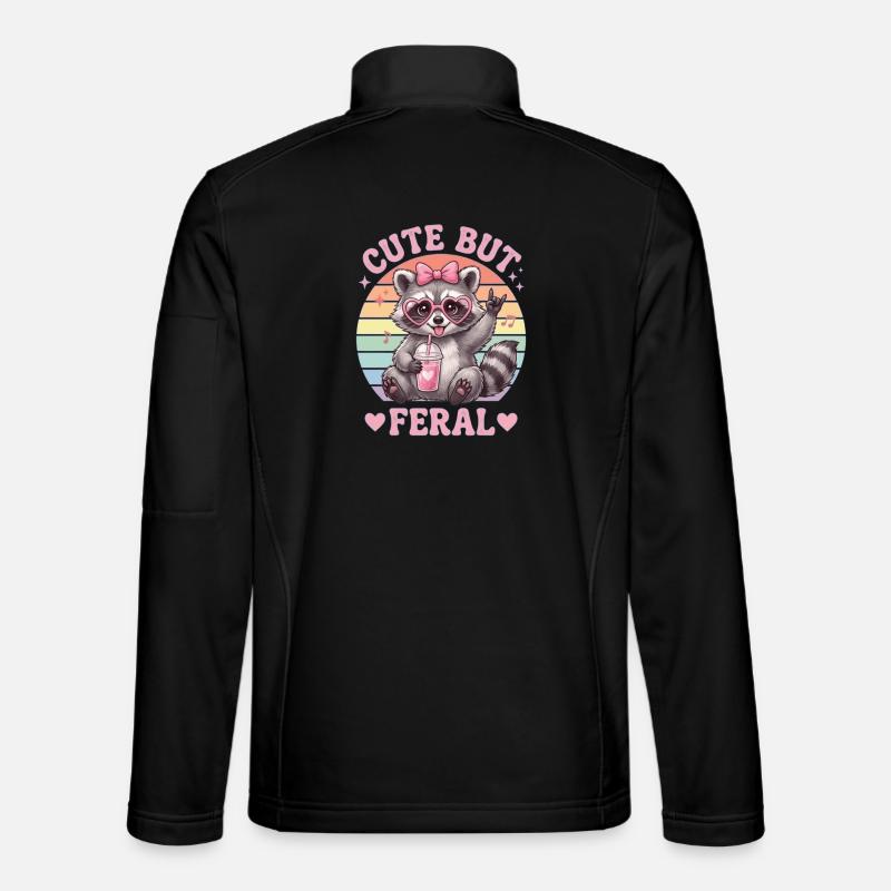 Cute Raccoon Cute but Messy - Unisex Softshell Jacket - black