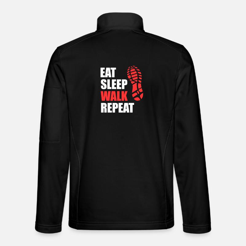 Eat Sleep Walk Repeat - Shoe Print Hiking - Unisex Softshell Jacket - black