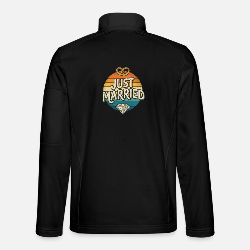Just Married Retro Regenbogen - Unisex Softshelljacke - Schwarz