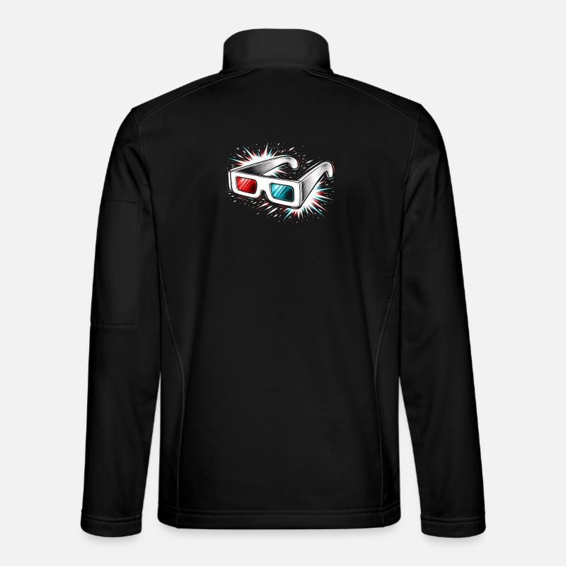 3D Glasses Retro Cinema Design - Unisex Softshell Jacket - black
