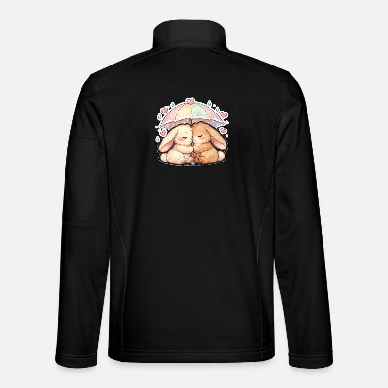 Love bunny umbrella cuddle - Unisex Softshell Jacket - black