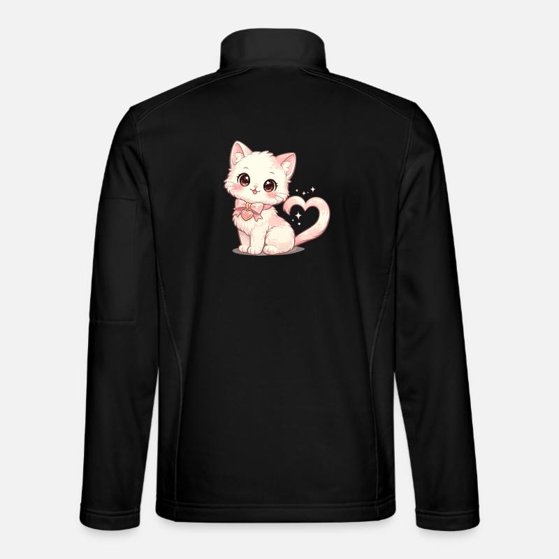 Pastel cat with heart bow - Unisex Softshell Jacket - black