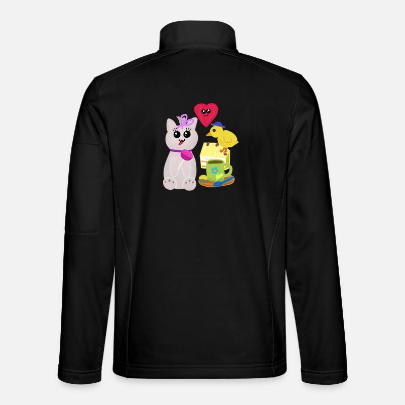 Cat Cake Chick Kids Cat Cake - Unisex Softshell Jacket - black