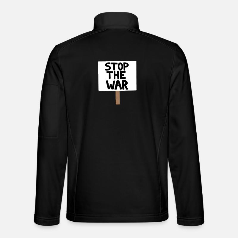 Stopp das Kriegsprotest-Schild - Unisex Softshelljacke - Schwarz