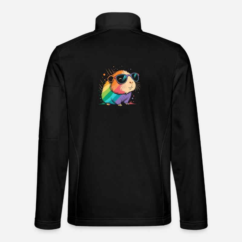 Guinea pig rainbow glasses - Unisex Softshell Jacket - black