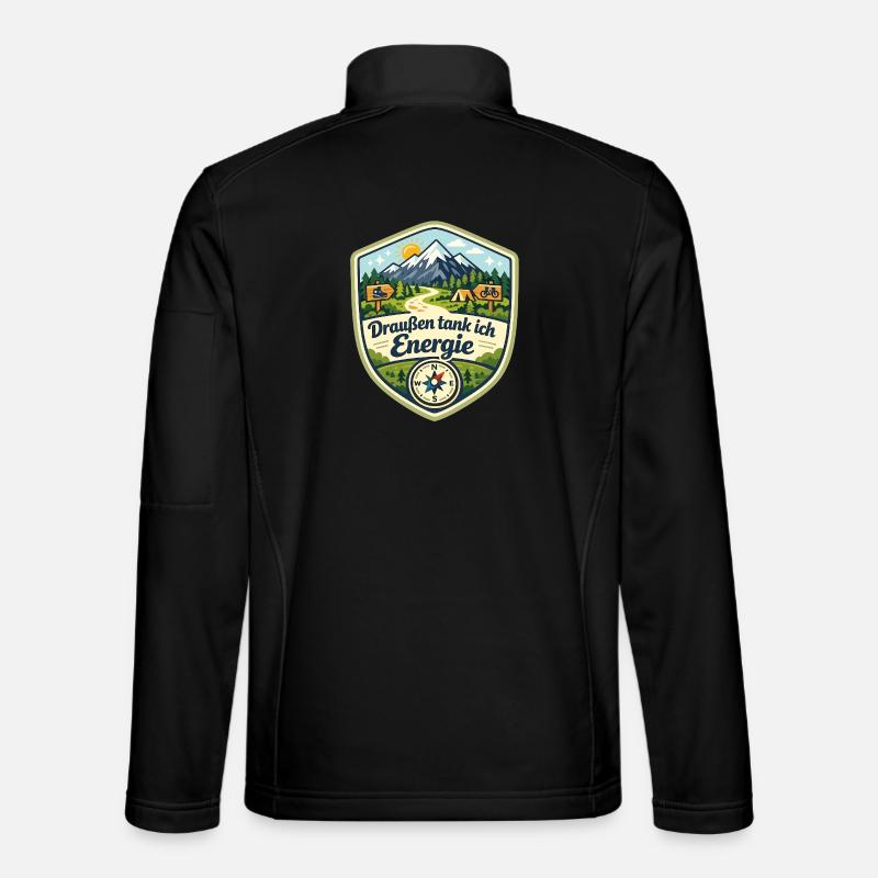 Draußen tank ich Energie - Unisex Softshelljacke - Schwarz