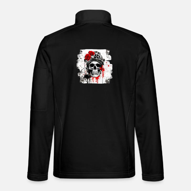 Rosen-Schädel mit Kopfhörer - Unisex Softshelljacke - Schwarz