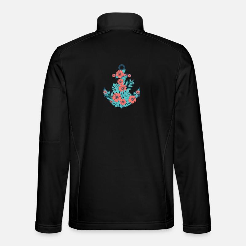 Tropical Hibiscus Anchor - Unisex Softshell Jacket - black