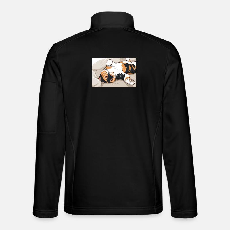 Calico cat in cheerful rest - Unisex Softshell Jacket - black