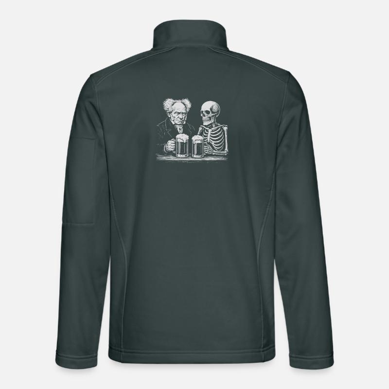 Arthur Schopenhauer trinkt Bier mit Skelett Unisex Softshelljacke