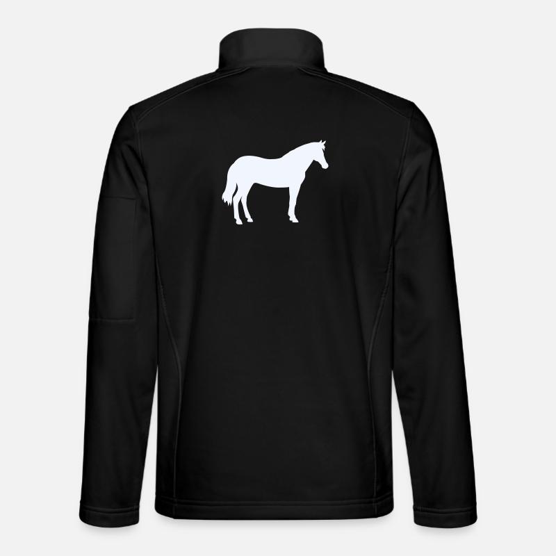Pferdesilhouette in Milchweiß - Unisex Softshelljacke - Schwarz