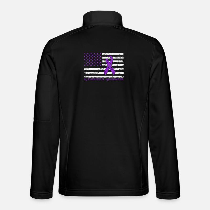 Ruban Violet Alzheimer Drapeau US - Veste en tissu softshell Unisexe - noir