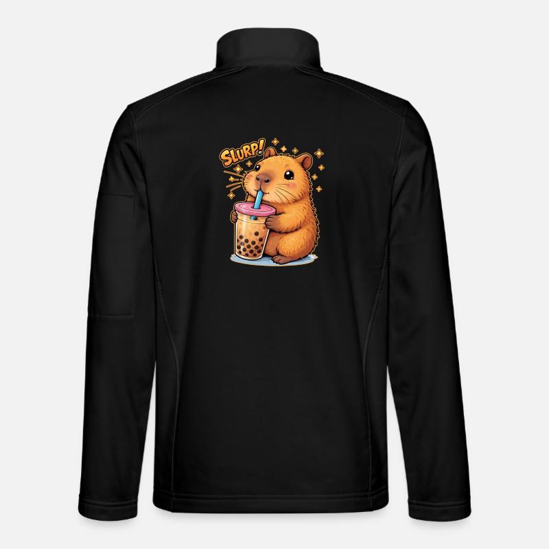 Capybara Bubble Tea - Unisex Softshelljacke - Schwarz