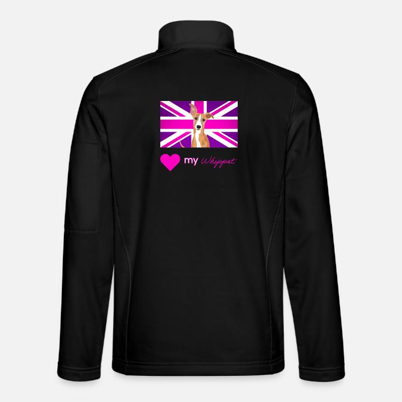 PURPLEWHIPPET (Pink text, Vibrant) - Unisex Softshell Jacket - black