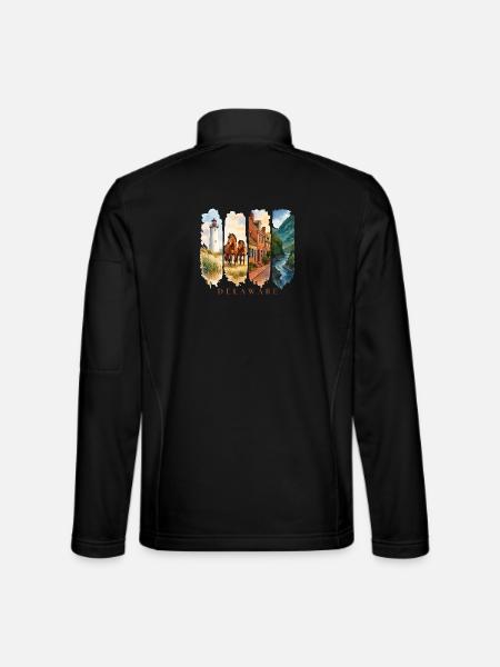 Delaware Vacation Travel – Coast & Lighthouse Motif - Unisex Softshell Jacket - black - Back
