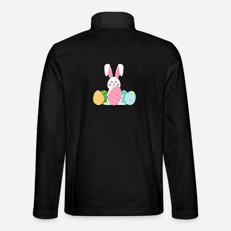 Pastell-Osterhase mit Eiern - Unisex Softshelljacke - Schwarz