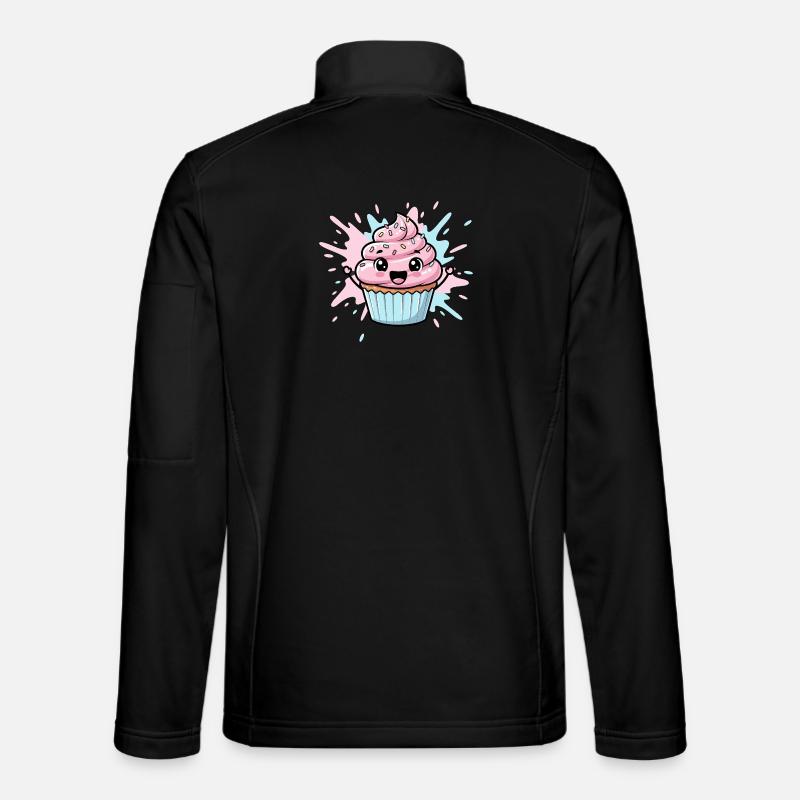 Kawaii Cupcake Illustration - Unisex Softshell Jacket - black