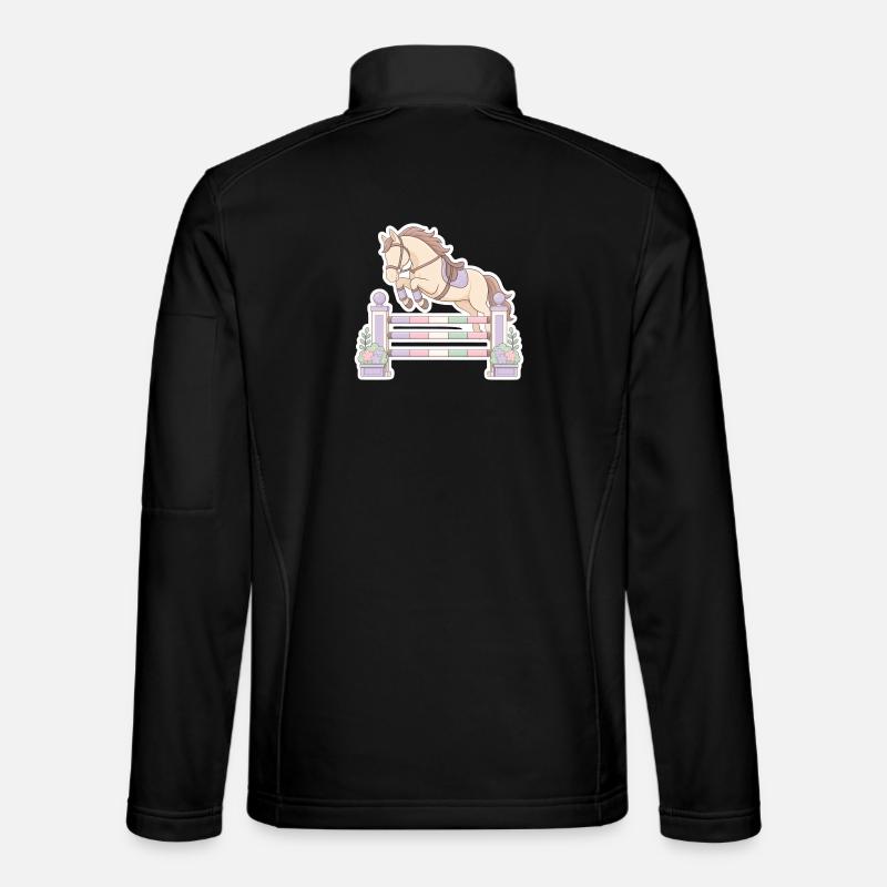 Pastel horse jumping obstacle - Unisex Softshell Jacket - black