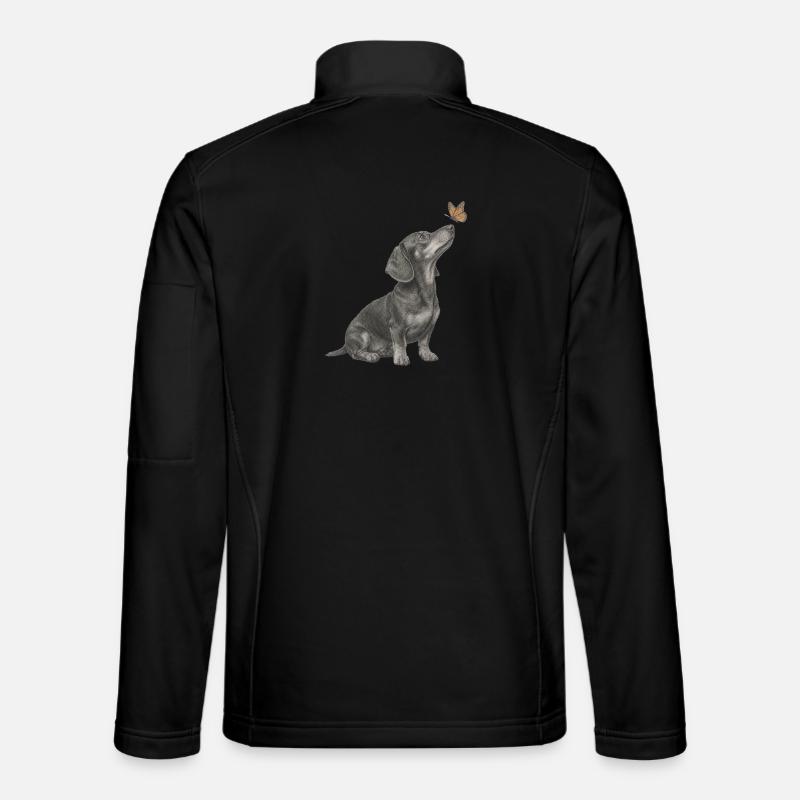 Dachshund illustration with butterfly dog - Unisex Softshell Jacket - black