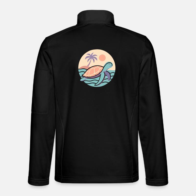 Tortue rétro sur la plage - Veste en tissu softshell Unisexe - noir