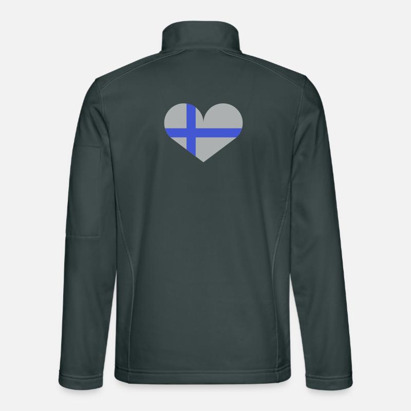 Drapeau finlandais en forme de cœur Veste en tissu softshell Unisexe
