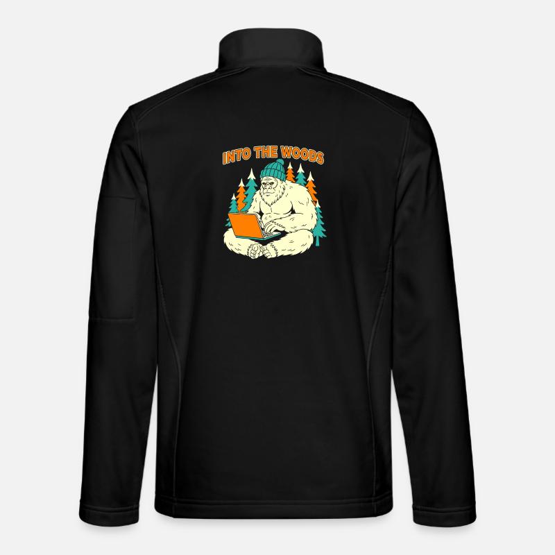 Sasquatch Laptop in the Woods - Unisex Softshell Jacket - black