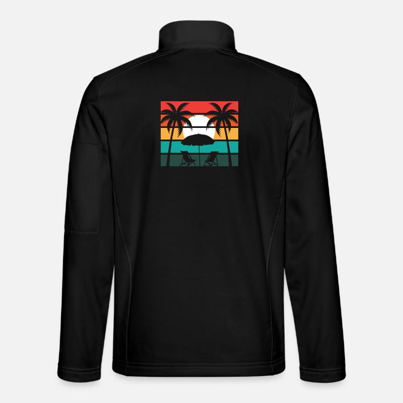 Palmier de plage et soleil - Veste en tissu softshell Unisexe - noir
