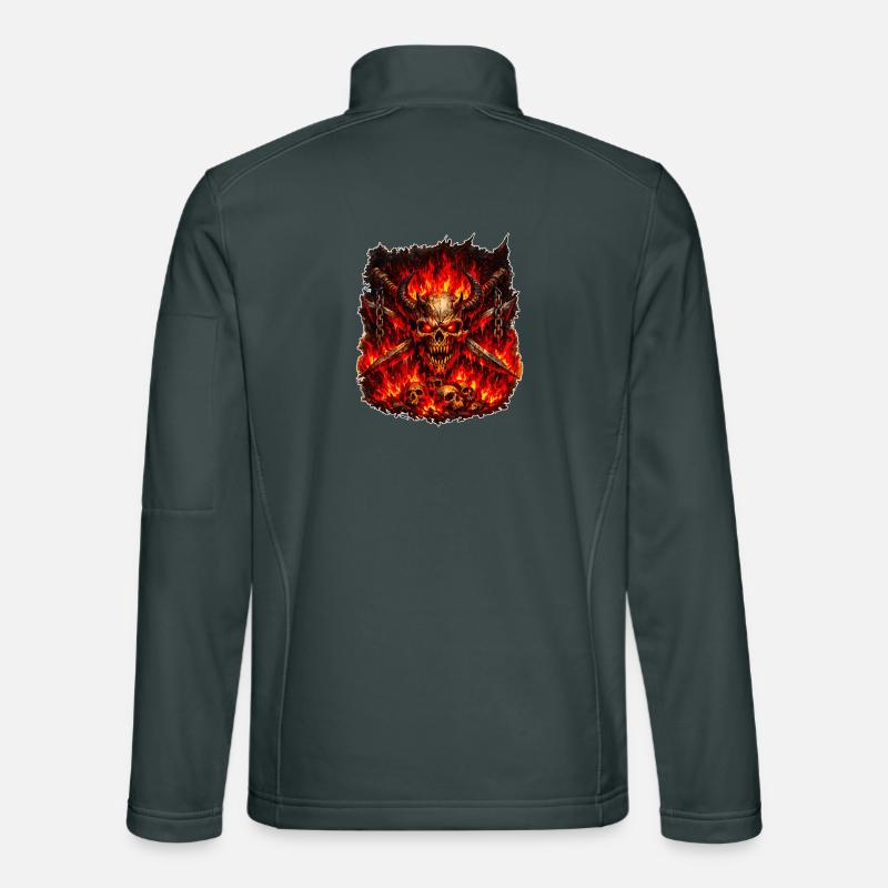 Feuer Schädel mit Hörnern Unisex Softshelljacke