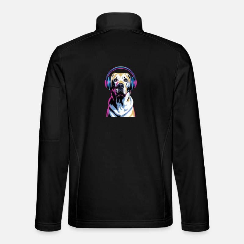 Labrador with headphones - Unisex Softshell Jacket - black