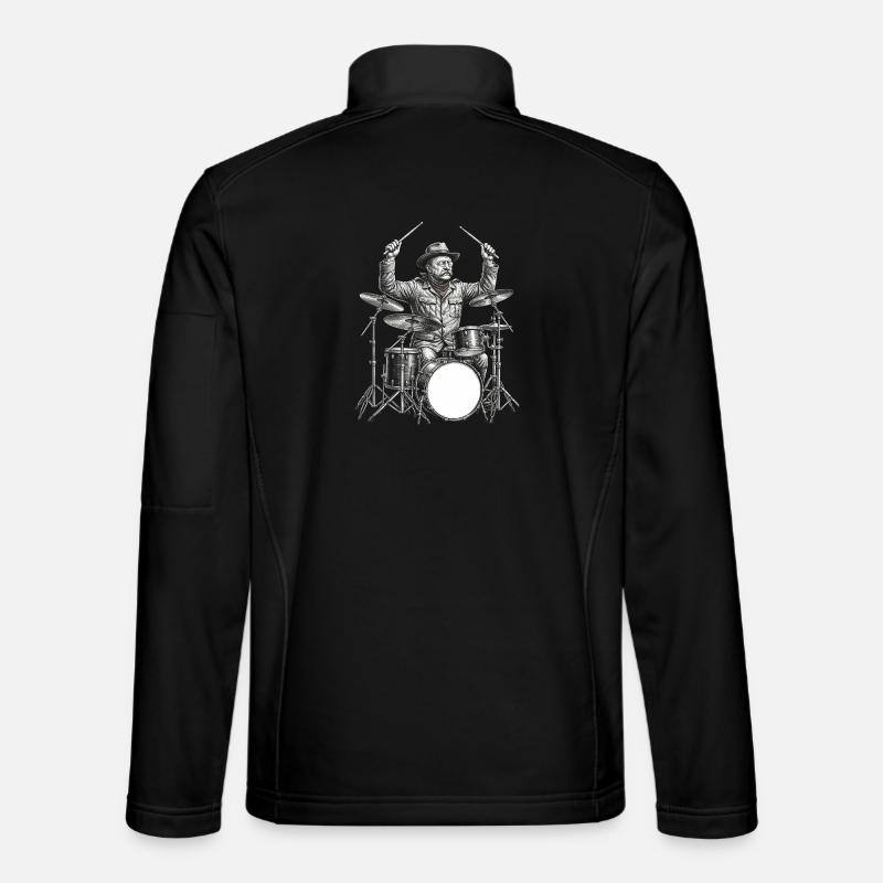 Theodore Roosevelt plays drums - Unisex Softshell Jacket - black