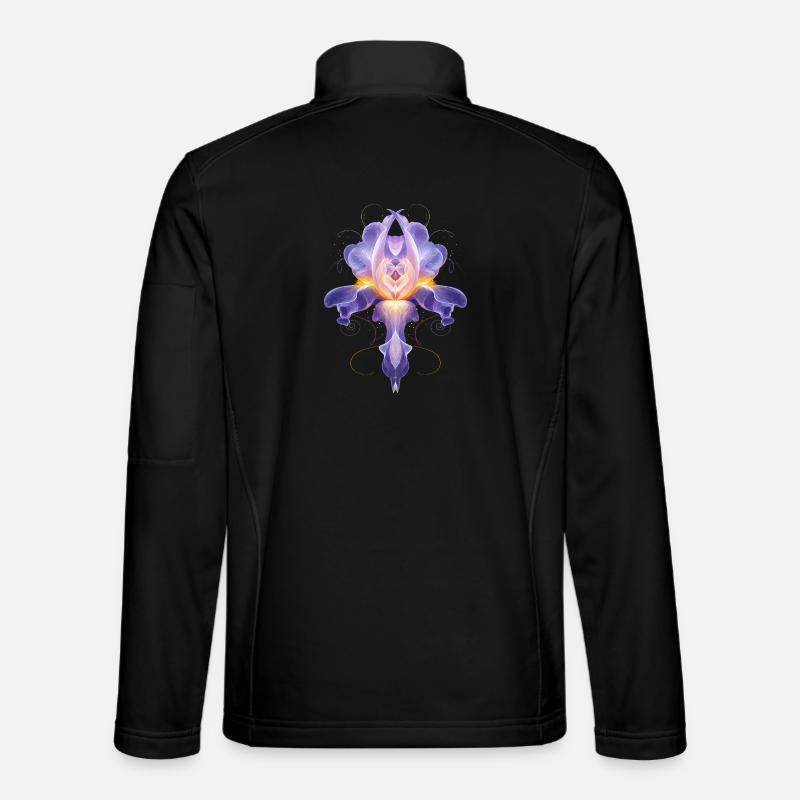 Abstrakte Iris Blüte Leuchtendes Florales Design Unisex Softshelljacke