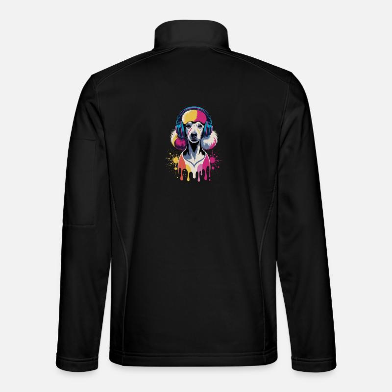 Caniche avec un casque - Veste en tissu softshell Unisexe - noir