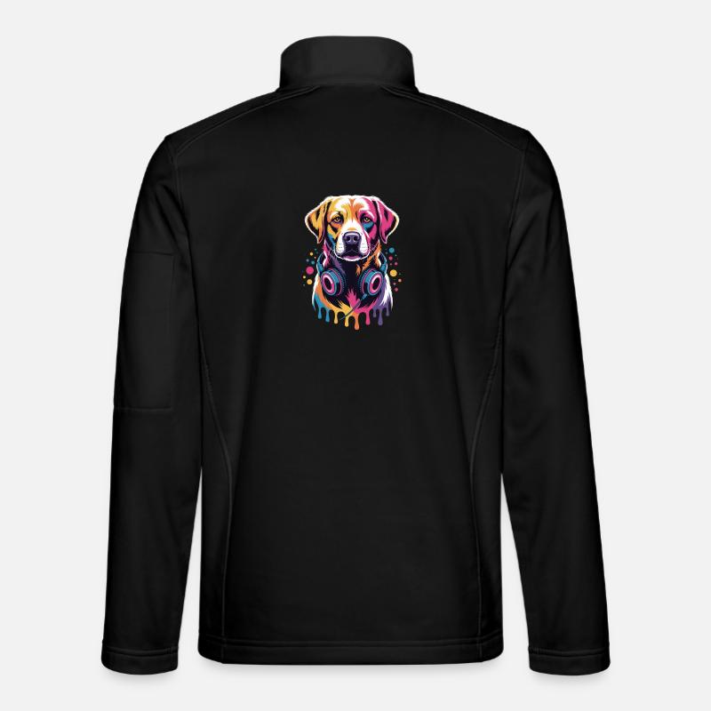 Labrador with headphones - Unisex Softshell Jacket - black