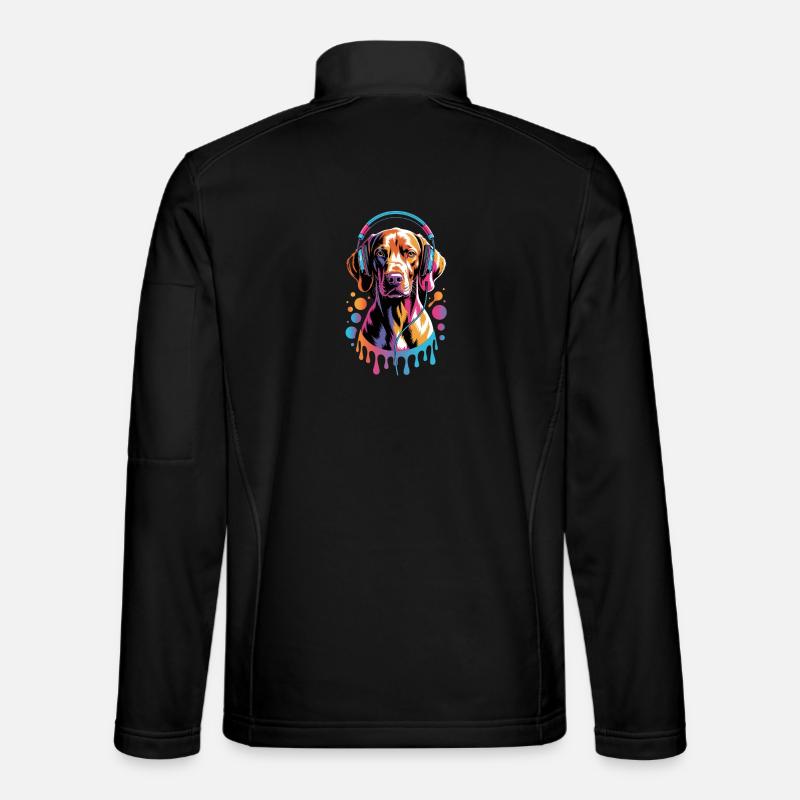Viszla mit Kopfhörer - Unisex Softshelljacke - Schwarz