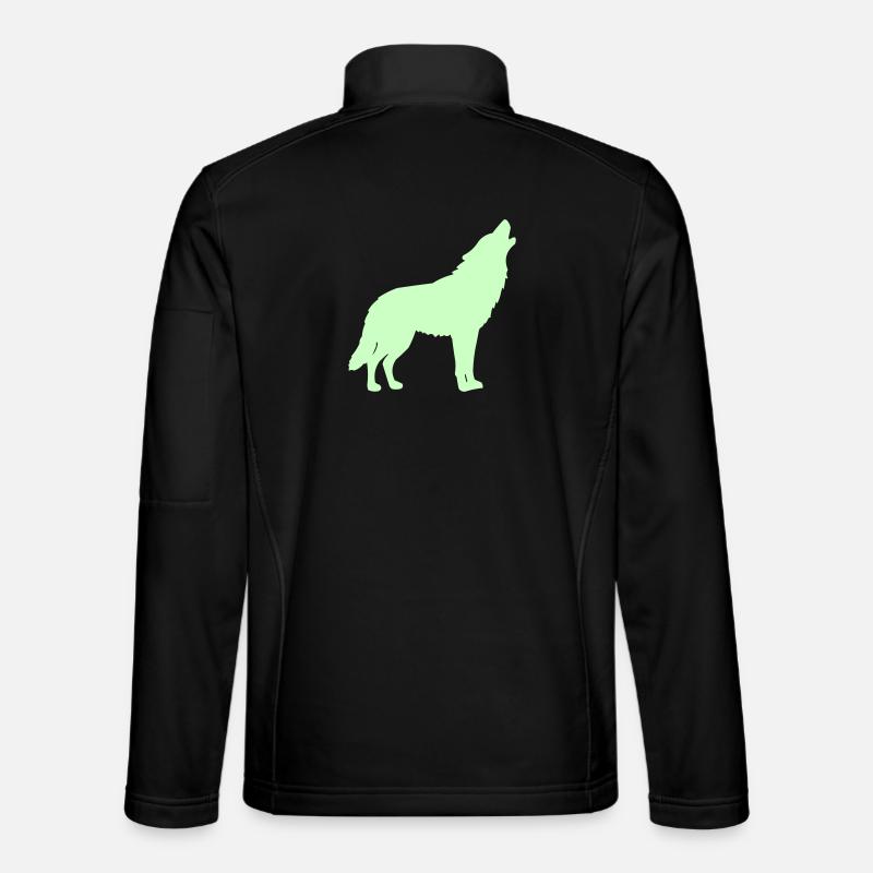 Wolfsilhouette Neon Grün - Unisex Softshelljacke - Schwarz