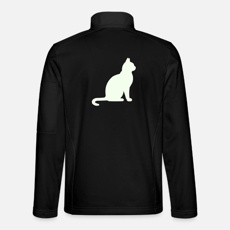 Moonlit Night Cat Silhouette - Unisex Softshell Jacket - black