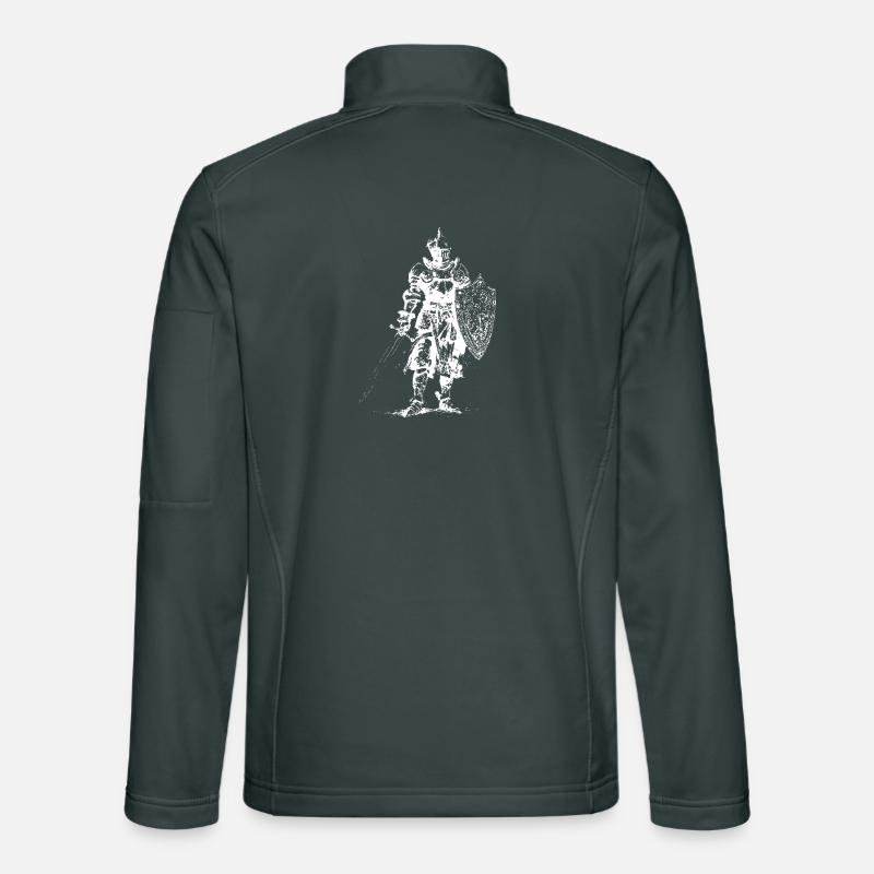 Eisenritter-Silhouette auf dem Schild Unisex Softshelljacke
