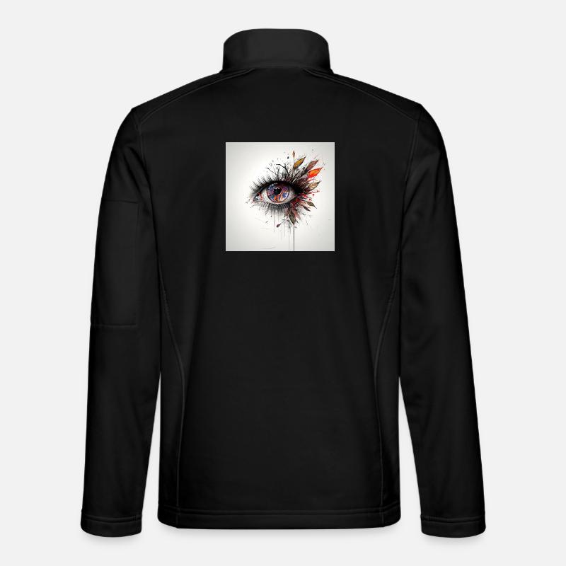 Farbiges Augenkunst mit Blättern - Unisex Softshelljacke - Schwarz