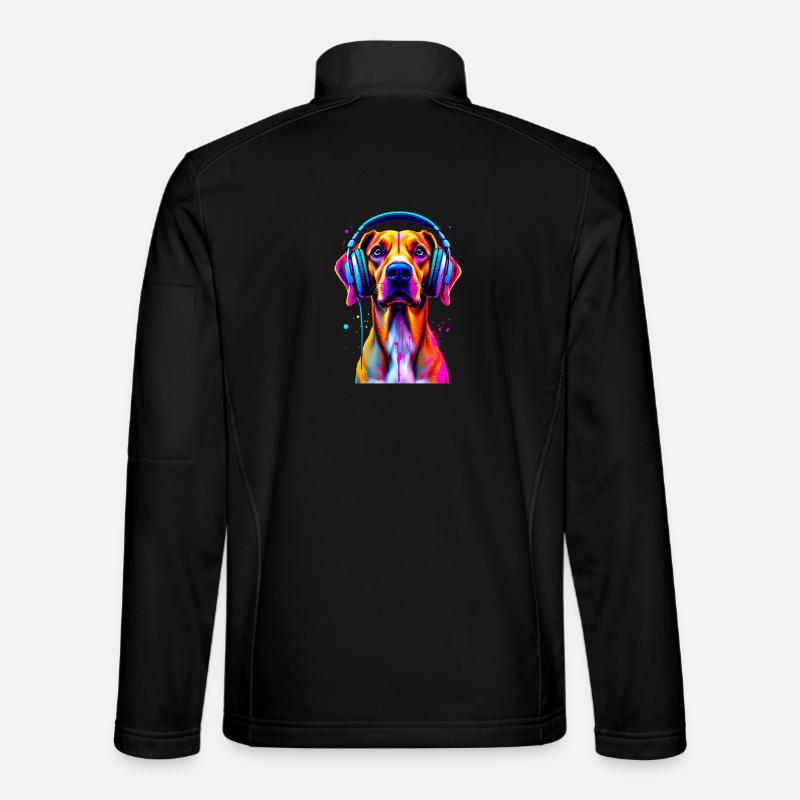 Viszla mit Kopfhörer - Unisex Softshelljacke - Schwarz