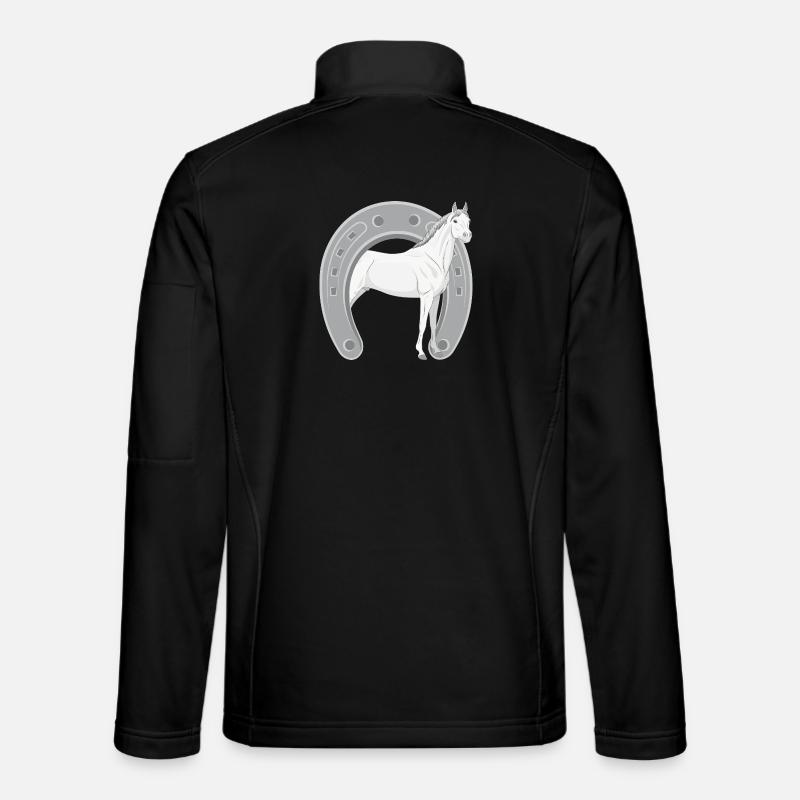 Un cheval Abbayan dans un fer à cheval retourné Veste en tissu softshell Unisexe