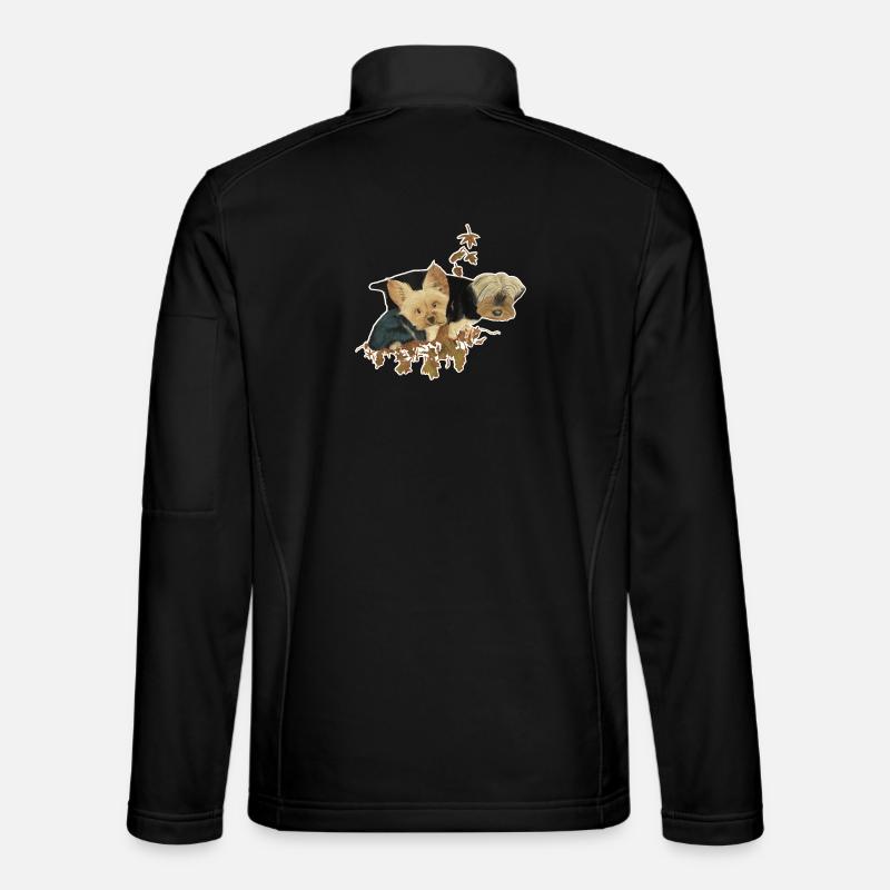 Yorkshirehunde im Herbstlaub - Unisex Softshelljacke - Schwarz