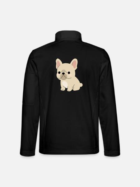 Charming French Bulldog Illustration - Unisex Softshell Jacket - black