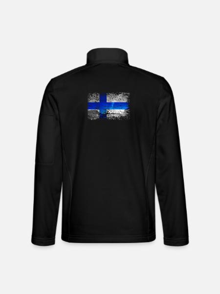 Finland med nordlys i vintagestil - Unisex softshelljakke - sort