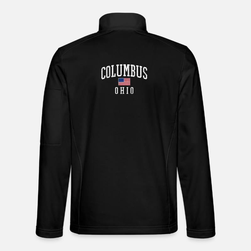Emblème de Columbus, Ohio, avec drapeau américain Veste en tissu softshell Unisexe