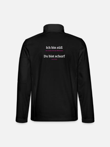 Süß mit Schuss Wahnsinn und Chili - Unisex Softshelljacke - Schwarz - Hinten