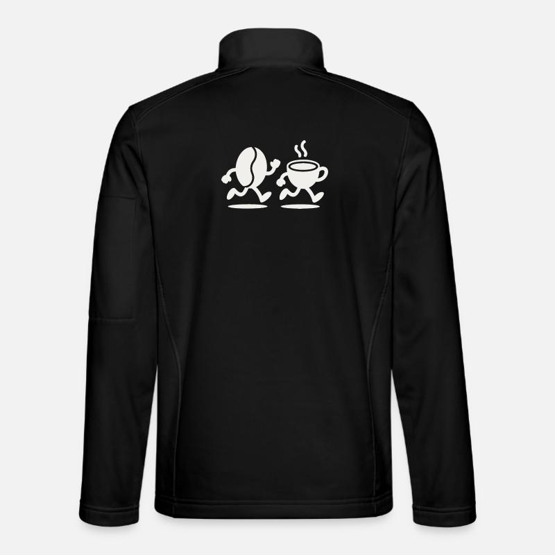 Koffein-Sprint: Bean & Cup Run - Unisex Softshelljacke - Schwarz