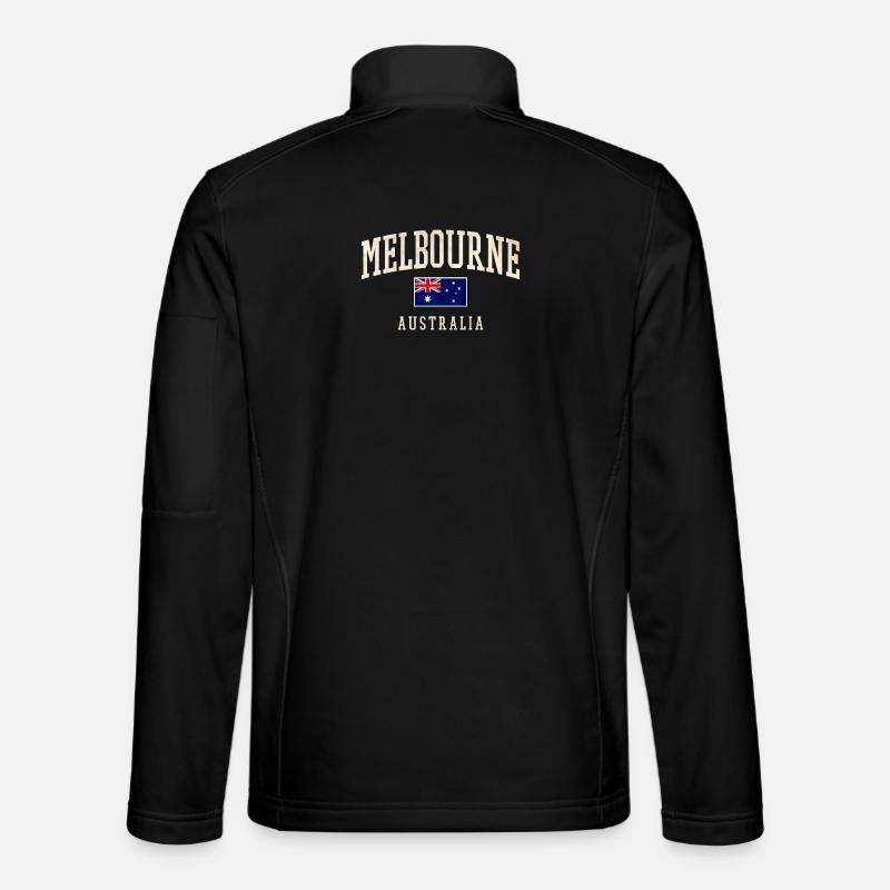 Melbourne Australia Design with Flag - Unisex Softshell Jacket - black